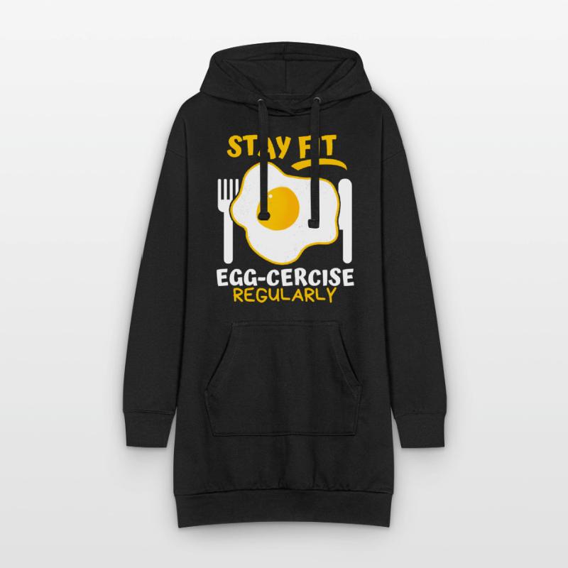 Egg, Fried Egg, Funny Saying, Pun Egg-cercise Hoodie Dress