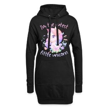 Licorne Kawaii, fille licorne, disant - Sweat-shirt à capuche long Femme - noir - Devant