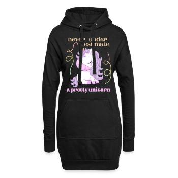 Lustiger Einhorn Spruch, Kawaii Unicorn Comic - Hoodie-Kleid - Schwarz - Vorne