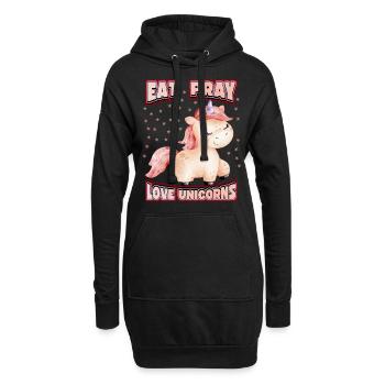 Lustiger Einhorn Spruch, Kawaii Unicorn Comic - Hoodie-Kleid - Schwarz - Vorne
