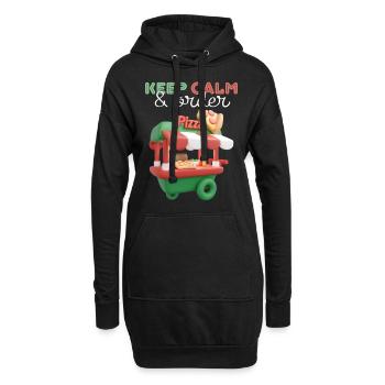 Pizza Verkaufswagen, 3d Pizza Truck, Streetfood - Hoodie-Kleid - Schwarz - Vorne