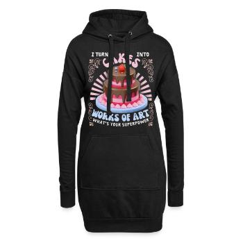 Kuchen backen, Torte, Bäcker, lustiger Spruch - Hoodie-Kleid - Schwarz - Vorne