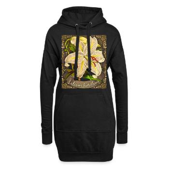 Vintage Lilie, Tigerlilie, botanische Illustration - Hoodie-Kleid - Schwarz - Vorne