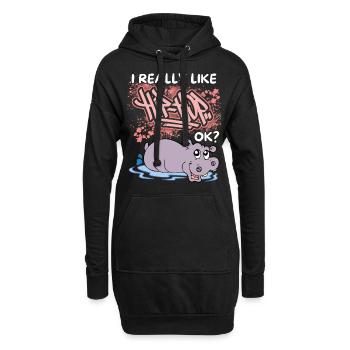 Lustiges Nilpferd, Flusspferd, Hip-Hop Spruch, Pun - Hoodie-Kleid - Schwarz - Vorne