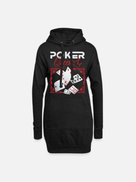 Poker-Queen, Poker-Spruch, Poker-Champion - Hoodie-Kleid - Schwarz