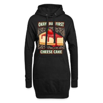 Käsekuchen, lustiger Spruch mit Erdbeer Käsetorte - Hoodie-Kleid - Schwarz - Vorne
