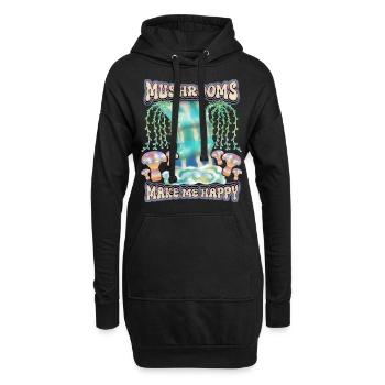 Magic Mushrooms, Psychedelische Pilze Surrealismus - Hoodie-Kleid - Schwarz - Vorne