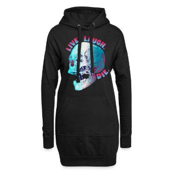 Lustiger Totenkopf, morbider Spruch, Biker Design - Hoodie-Kleid - Schwarz - Vorne