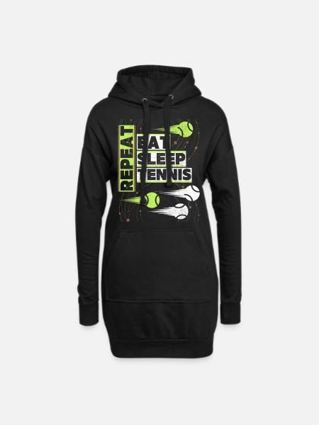 Eat-Sleep-Tennis funny tennis saying - Hoodie Dress - black