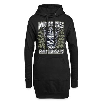 Lachender Totenkopf, Totenschädel, Biker Motiv - Hoodie-Kleid - Schwarz - Vorne