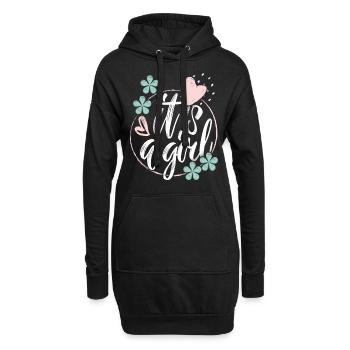 Bébé-fille, disant que c’est une fille, grossesse - Sweat-shirt à capuche long Femme - noir - Devant