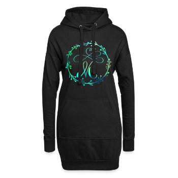 Monogramm, Buchstabe M, Kalligrafie Ornament - Hoodie-Kleid - Schwarz - Vorne