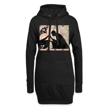 Geheimnis, vintage Illustration, Art-Nouveau-Boho - Hoodie-Kleid - Schwarz - Vorne