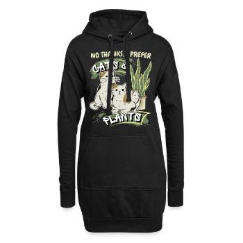 Chats et plantes, drôle de dicton ironique - Sweat-shirt à capuche long Femme - noir - Devant
