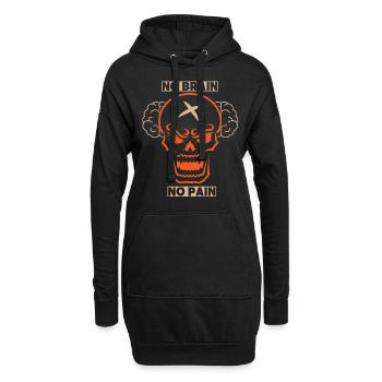 Crâne, crâne, cerveau, cerveau drôle de dicton - Sweat-shirt à capuche long Femme - noir - Devant
