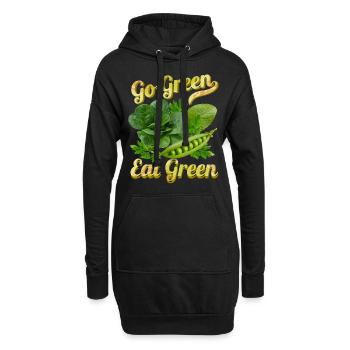 Grünes Gemüse, lustiger Spruch Veganer, Vegetarier - Hoodie-Kleid - Schwarz - Vorne