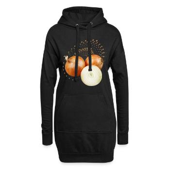 Zwiebel, naturalistische Illustration - Hoodie-Kleid - Schwarz - Vorne