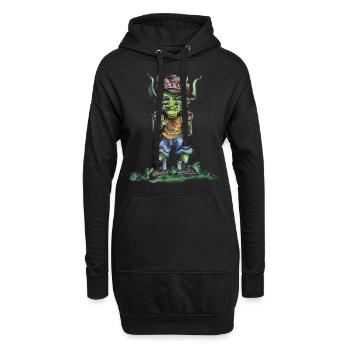 Drache geht zur Schule - Hoodie-Kleid - Schwarz - Vorne