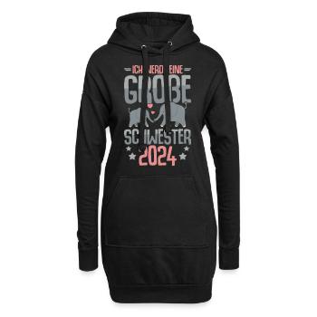 Niedliches Große Schwester 2024 Mädchen - Hoodie-Kleid - Schwarz - Vorne