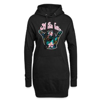 6 Aloha Shaka - Sweat-shirt à capuche long Femme - noir - Devant