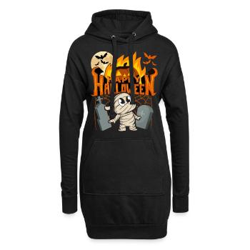 Joyeux Halloween Comic Mummy avec citrouille, en disant - Sweat-shirt à capuche long Femme - noir - Devant
