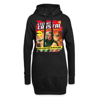 50er, 1950 Comic, Weltall Raumschiff Kosmisch - Hoodie-Kleid - Schwarz - Vorne