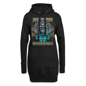 Mythologischer Löwe, Spruch mit Löwenkopf - Hoodie-Kleid - Schwarz - Vorne
