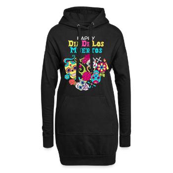 Dia-de-Muertos, Mexique, Crâne De Sucre, Crâne - Sweat-shirt à capuche long Femme - noir - Devant