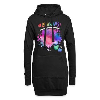 Dire que l’amour gagne ! pour les LGBT, LGBTQ avec des cœurs - Sweat-shirt à capuche long Femme - noir - Devant