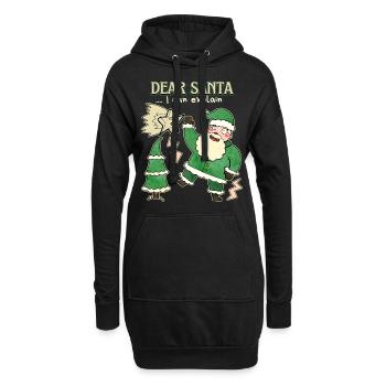 Père Noël, Père Noël drôle disant bande dessinée - Sweat-shirt à capuche long Femme - noir - Devant