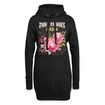 Pfingstrosen Illustration, Pink-Peony, Spruch - Hoodie-Kleid - Schwarz - Vorne