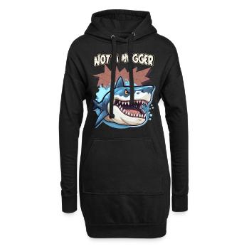 Not A Hugger, lustiger Spruch mit Haifisch Cartoon - Hoodie-Kleid - Schwarz - Vorne