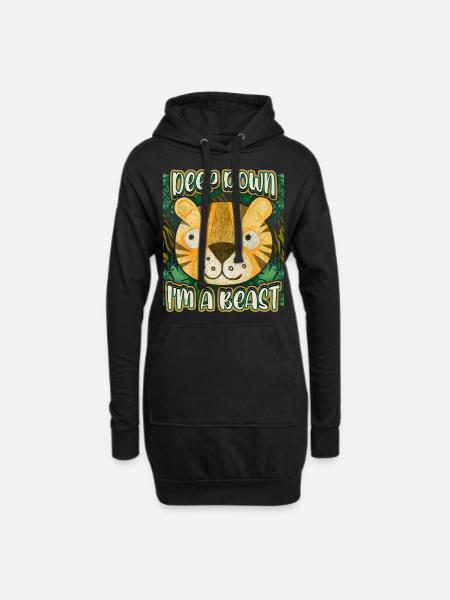 Funny Tiger Saying, Kawaii Jungle Tiger - Hoodie Dress - black
