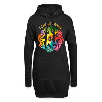 Jésus-Christ disant arc-en-ciel Mandala LGBTQ - Sweat-shirt à capuche long Femme - noir - Devant
