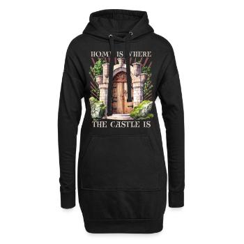 Burgen und Schlösser, lustiger Spruch Mittelalter - Hoodie-Kleid - Schwarz - Vorne
