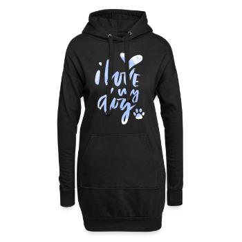 Chien, je-aime-mon-chien, chien-maman, chien-papa disant - Sweat-shirt à capuche long Femme - noir - Devant