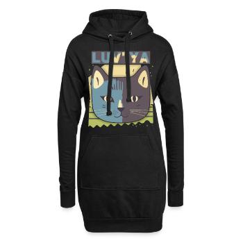 Chat de la Saint-Valentin, tête de chat, déclaration d’amour - Sweat-shirt à capuche long Femme - noir - Devant