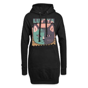 Tête de chat, chat de la Saint-Valentin, déclaration d’amour - Sweat-shirt à capuche long Femme - noir - Devant