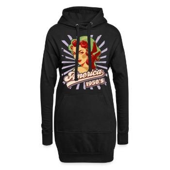 Pin-up, Amerika, USA, Rock'n'Roll, 1950er Jahre - Hoodie-Kleid - Schwarz - Vorne