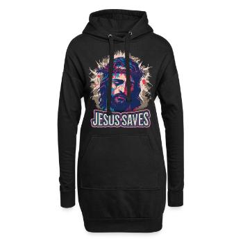 Jesus Christus mit Dornenkrone auf dem Passionsweg - Hoodie-Kleid - Schwarz - Vorne