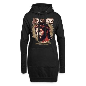 Jesus Passionsweg Christus mit Dornenkrone - Hoodie-Kleid - Schwarz - Vorne