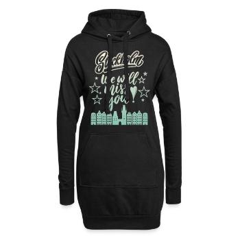 Stockholm, Suède Panorama de la capitale - Sweat-shirt à capuche long Femme - noir - Devant