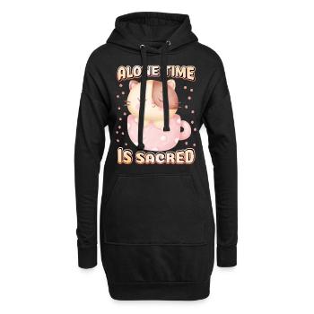 Introverti, chat mignon dans une tasse de café, disant - Sweat-shirt à capuche long Femme - noir - Devant