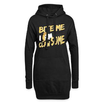 Beiß mich, ich bin Klauen-eine beißende Katze - Hoodie-Kleid - Schwarz - Vorne