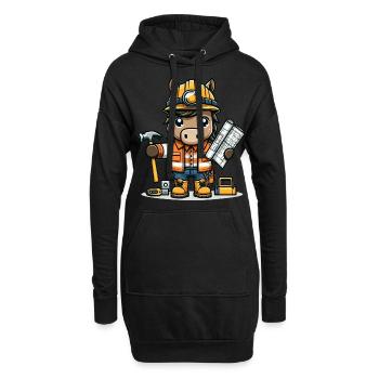 Cute Horse Construction Worker - Hoodie-Kleid - Schwarz - Vorne