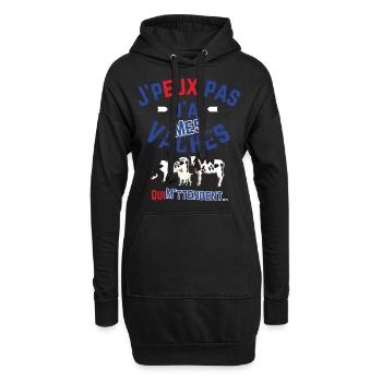 J peux pas j ai mes Vaches qui M attendent - Sweat-shirt à capuche long Femme - noir - Devant