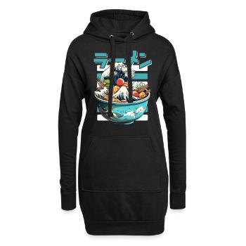 Kanagawa Wave Ramen Bowl Kawaii Japanese - Hoodie Dress - black - Front