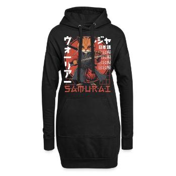 Chat Samouraï Chat Ninja Japonais Kawaii - Sweat-shirt à capuche long Femme - noir - Devant