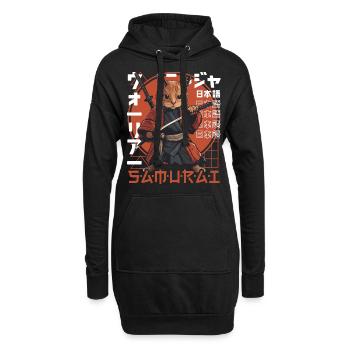 Samurai Cat Kawaii Japanische Ninja Katze - Hoodie-Kleid - Schwarz - Vorne