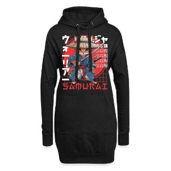 Samurai Cat Kawaii Japanische Ninja Katze - Hoodie-Kleid - Schwarz - Vorne